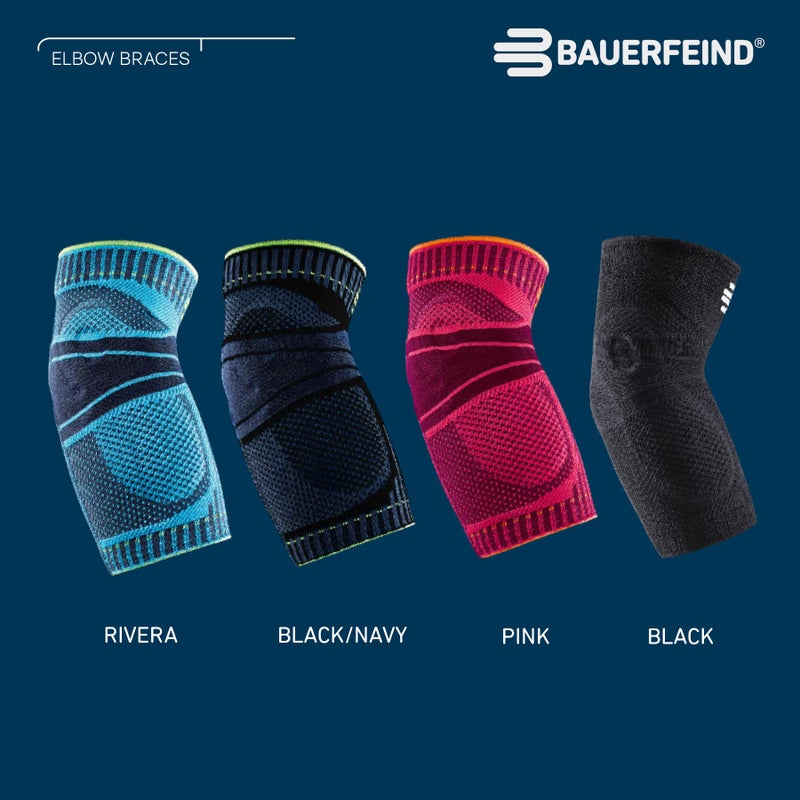 Bauerfeind Sports Elbow Support - Elbow Brace for Pain Relief and Support - Pads for Enhanced Comfort - Targeted Compression - Lightweight & Durable - Black/Navy, Large - Image 3